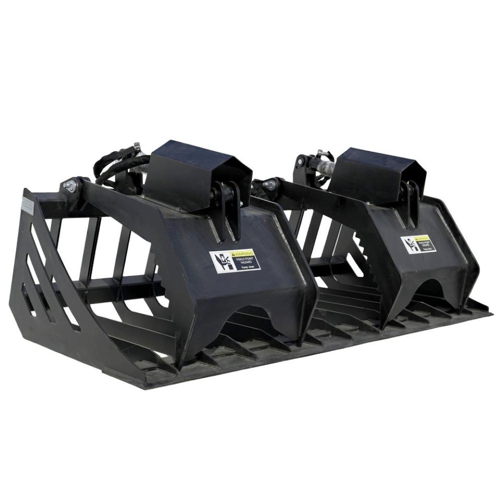Value Industrial 72" Rock Grapple Bucket for Skid Steer - 20" grapple width - sturdy iron claws