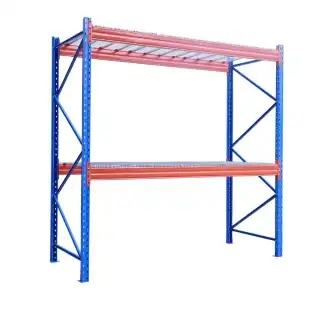 A blue and red metal structure.