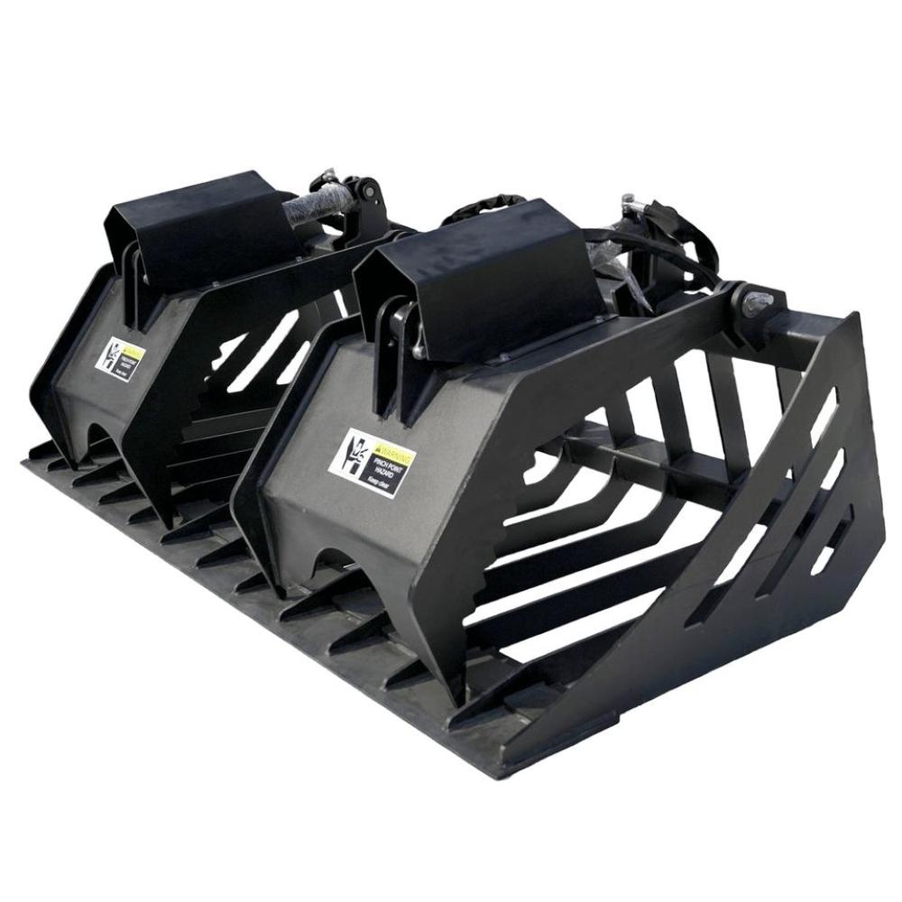 Value Industrial 72" Rock Grapple Bucket for Skid Steer - 20" grapple width - sturdy iron claws