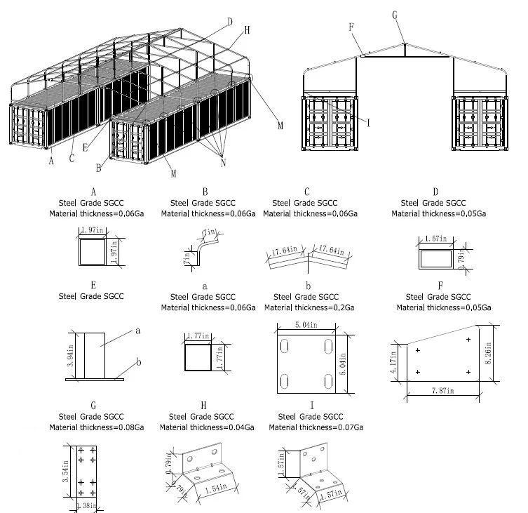 Value Industrial 36FT x 40FT x 8.5FT Metal Container Roof Shed