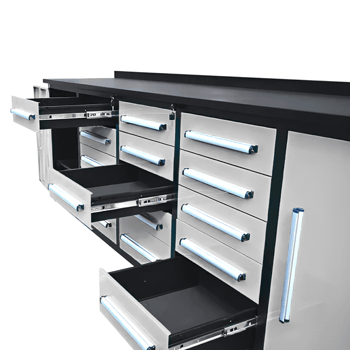 Value Industrial 10FT-15D Workbench Cabinets - 10 foot wide - 15 drawers