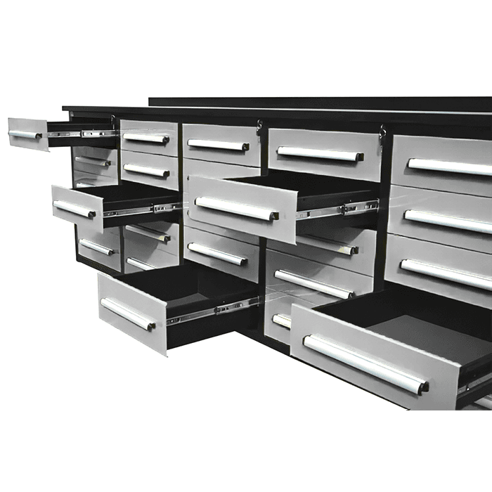 Value Industrial 10FT-25D Workbench Cabinets - 10 foot wide - 25 drawers