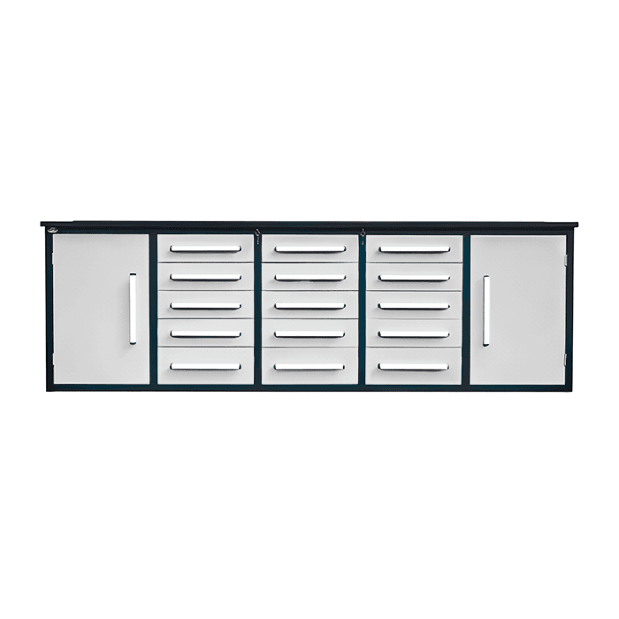 Value Industrial 10FT-15D Workbench Cabinets - 10 foot wide - 15 drawers