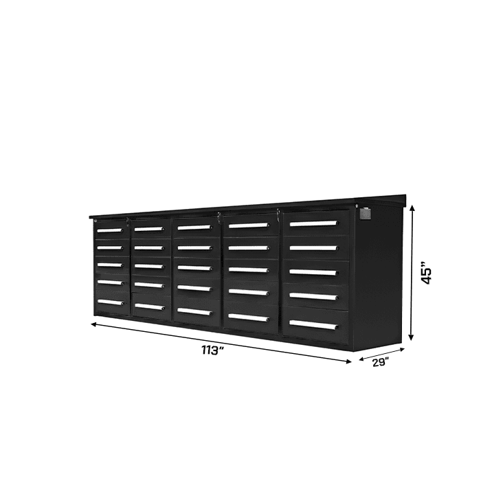 Value Industrial 10FT-25D Workbench Cabinets - 10 foot wide - 25 drawers