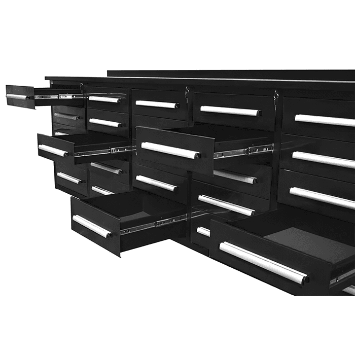 Value Industrial 10FT-25D Workbench Cabinets - 10 foot wide - 25 drawers