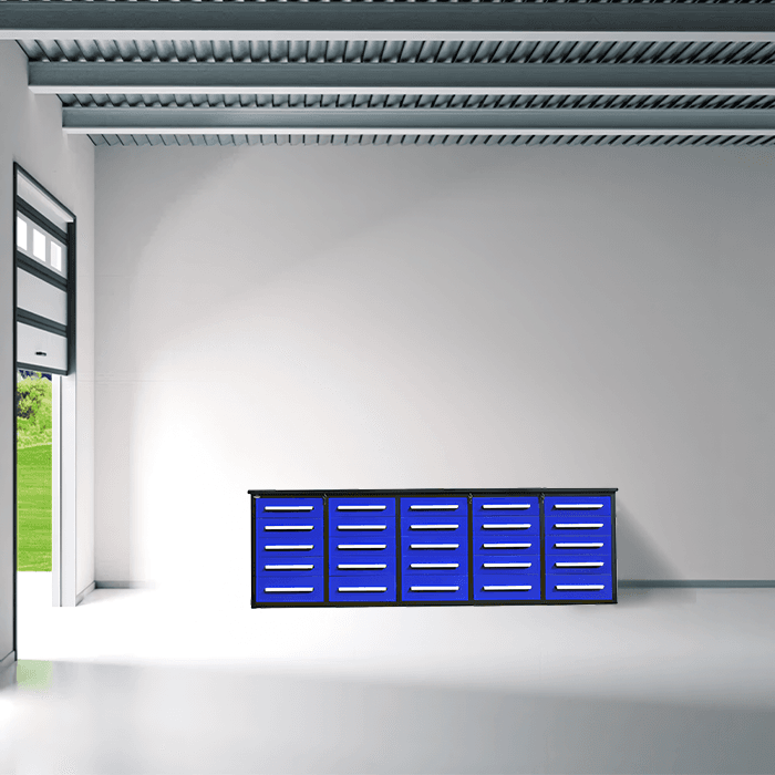 Value Industrial 10FT-25D Workbench Cabinets - 10 foot wide - 25 drawers