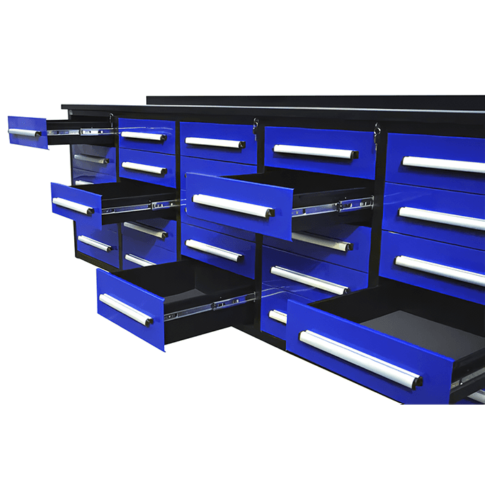 Value Industrial 10FT-25D Workbench Cabinets - 10 foot wide - 25 drawers
