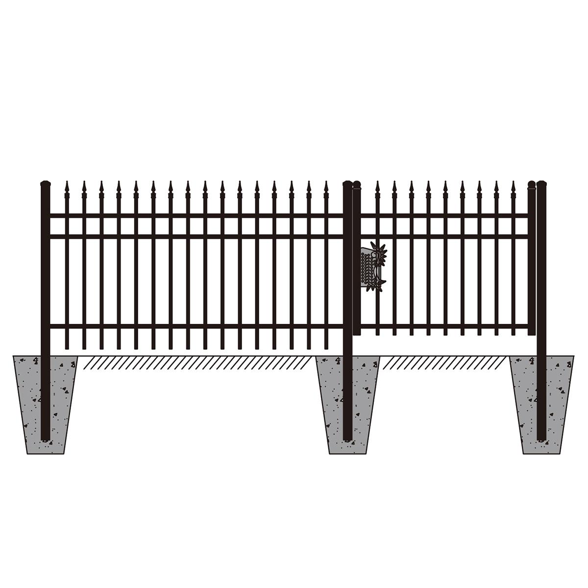 Value Industrial 147 ft Industrial Sharp Top Fence, 7'x4', Steel, 20 Panels + 2 Gates