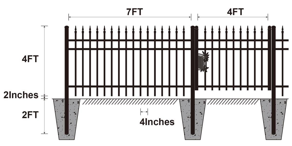 Value Industrial 147 ft Industrial Sharp Top Fence, 7'x4', Steel, 20 Panels + 2 Gates