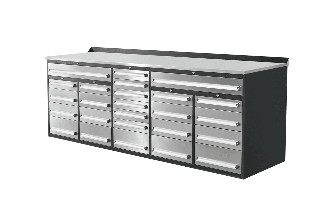 Value Industrial 10FT-25D-3 Stainless Workbench Cabinet