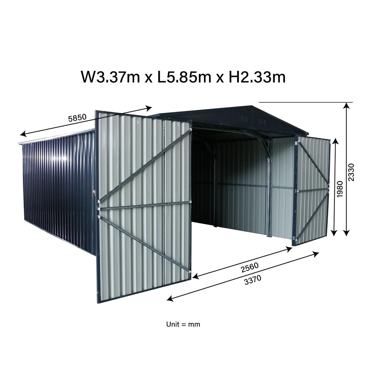 Value Industrial 11' X 20' Metal Garage Shed - zinc steel frame - 75 mph wind resistance