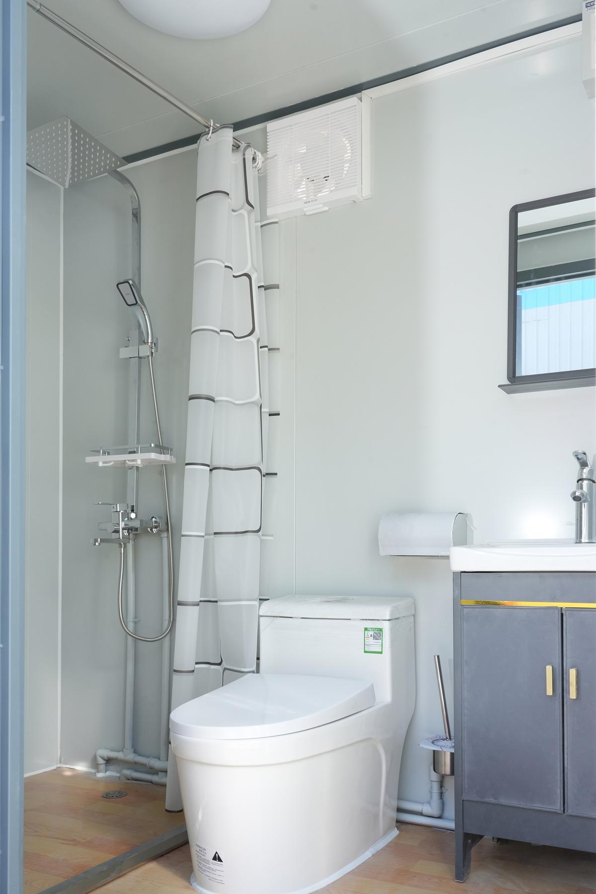 Value Industrial Mobile Toilet with Bathroom - simple elegant design - external sceptic & power