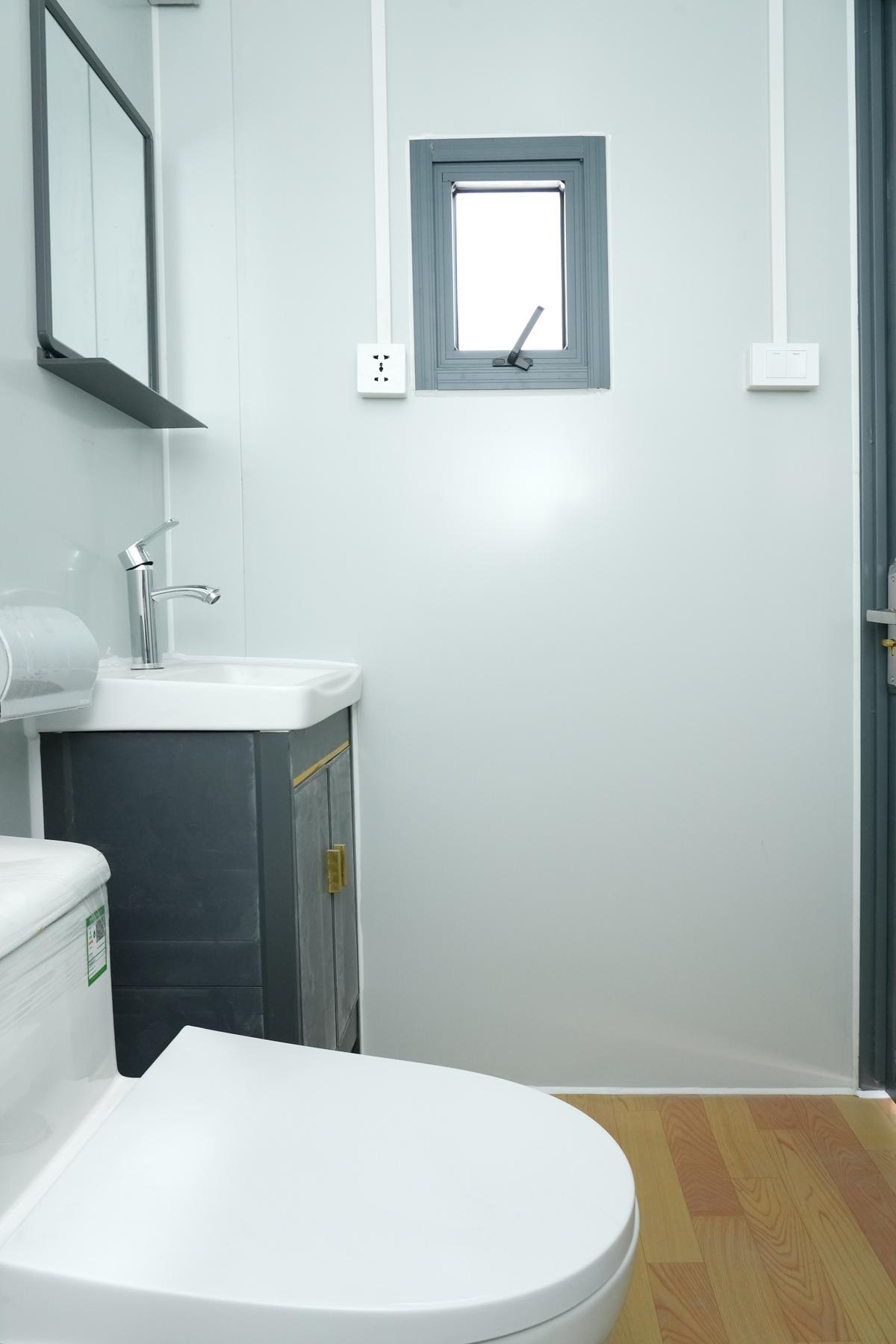 Value Industrial Mobile Toilet with Bathroom - simple elegant design - external sceptic & power